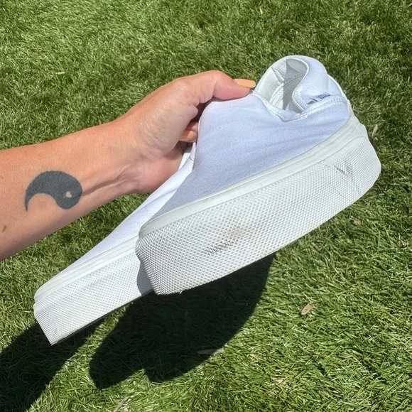 Vans Classic White Canvas Slip-Ons - Picture 3 of 6